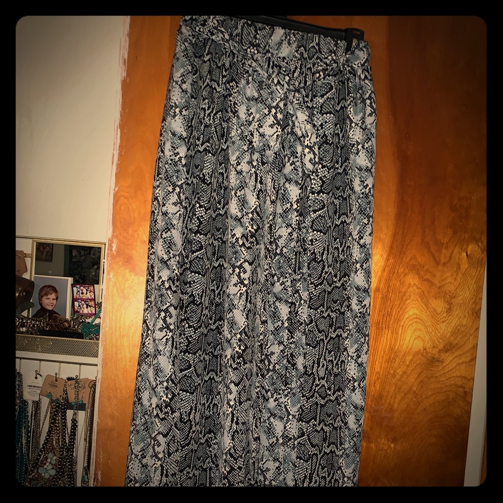 Snakeskin dual Split side maxi tie skirt
